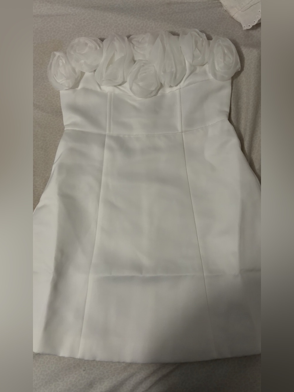 Hello Molly White Strapless Rose Appliqué Dress